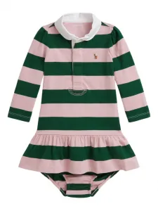 Платье поло в полоску POLO RALPH LAUREN KIDS, розовый