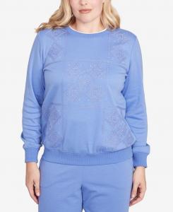 Женская повседневная блузка с длинными рукавами и вышивкой в стиле пэчворк Alfred Dunner, Iris