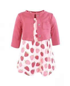 Комплект платья и кардигана для девочек из хлопка Hudson Baby, розовый