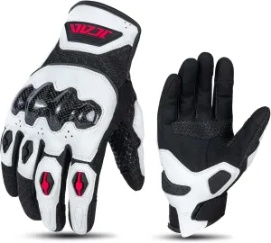 Мотоциклетные перчатки MOTOCENTRIC из карбоновой кожи для мужчин и женщин, двухпальцевые перчатки для мотокросса с сенсорным экраном летние перчатки для езды на велосипеде, гонок и катания на велосипеде (красные, размер S), Rot