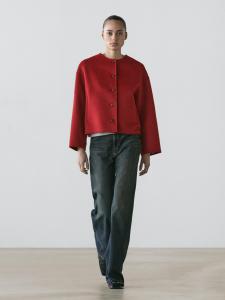 Куртка из смесовой шерсти с рельефными швами Massimo Dutti, red