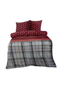 Красная и серая плюшевая постельное бельё с узором снежинки Cofi 155x200 см