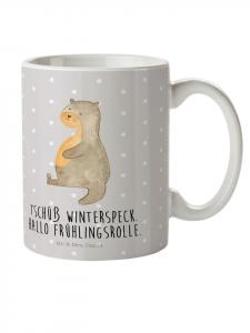 Детская кружка с животом выдры и надписью в пастельно-серых тонах Mr. & Mrs. Panda