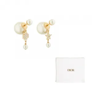 DIOR Серьги для женщин из смолы, металла и искусственного хрусталя, цвет Gold