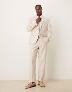 Классический льняной брючный костюм кремового цвета Abercrombie & Fitch