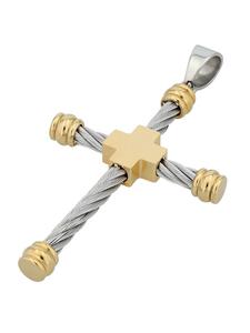 Adeliás Кулон унисекс - крестообразный кулон из нержавеющей стали коричневого цвета