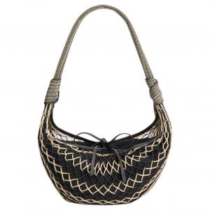 Lemaire Полиэстеровая сумка-круассан через плечо женская светло-бежевая и черная