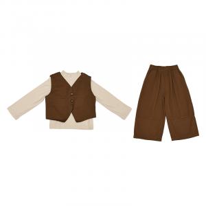 Детский комплект из двух предметов: юбка с лацканом, умеренно короткий PROTECTCAMEL, coffee