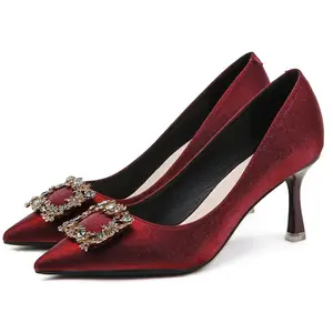 GOSO Тонкие каблуки женские туфли на шпильке бордовые, цвет Burgundy