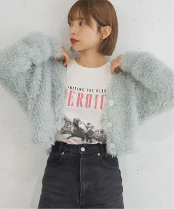 tiptop/Mixed Feather Short V-Neck Cardigan