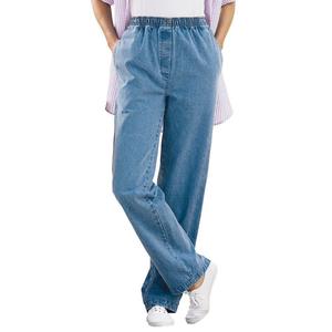 Женщина в женских 7-дневных прямых джинсах больших размеров для высоких Woman Within, цвет Light Stonewash