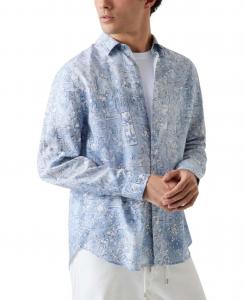 Мужская рубашка с островным узором GUESS, Light Blue Tiles Flower Aop