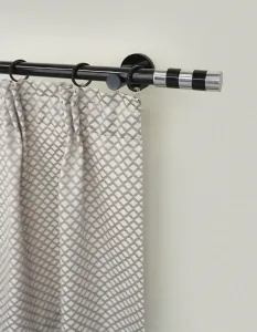 Карниз для штор GARESA "ЧЕРНЫЙ", 1 направляющая, желаемая длина, комплект для штор, выдвижной, кнопка со скошенным концом, 2 цвета 350 см, Ø 20 мм, черный