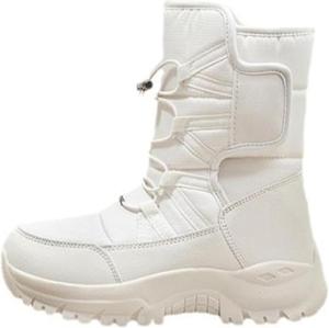 Женские зимние уличные сапоги ZQW, водонепроницаемые, с термоизоляцией, с меховой подкладкой, утолщенные, нескользящие, для походов, теплые, на липучке, Off-White