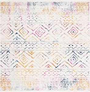Ковер SAFAVIEH, 92 x 92 см, Tulum Collection, Ivory & Fuchsia, Moroccan Boho дизайн с эффектом потертости, не линяет и прост в уходе, идеален для помещений с высокой проходимостью в гостиной, спальне (TUL267E)