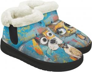 Зимние женские ботинки с утеплителем, мягким плюшем и толстой подошвой, комфортные мягкие ботинки до щиколотки для снега Gdxynsmny, Cute Cat Dog