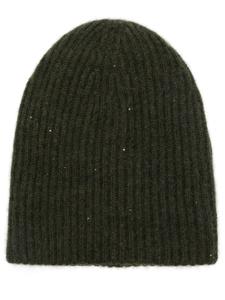 Fabiana Filippi шапка бини в рубчик с пайетками, зеленый