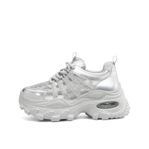 BOERDIQI Дышащие кроссовки на платформе для увеличения роста женские серебристые, цвет Silver