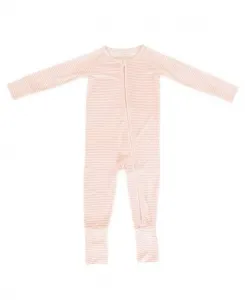 Детский комбинезончик для малышки с полосками пиона и бамбуковым узором. Motette, розовый