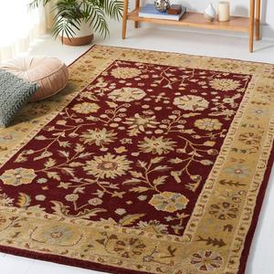 Ковер SAFAVIEH, 229 x 290 см, Heritage Collection, Red & Gold, ручной работы традиционный восточный красный и золотой шерстяной, идеально для помещений с высокой проходимостью в гостиной, спальне (HG813A)