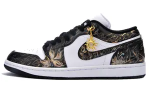 Jordan Баскетбольные кроссовки Air 1 Low Top Vintage унисекс, черные, золотые