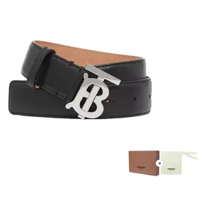 Ремень женский Burberry TB-monogram кожаный, черный