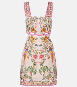 Цветочное льняное мини-платье Farm Rio, Delicate Forest Pink