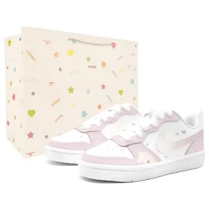 Nike Детские скейтбордистские кроссовки Court Borough Low 2 с противоскользящей подошвой, белые и коричневые, унисекс