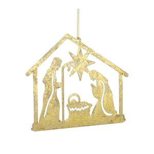 Елочная игрушка металлическая Melrose International Holy Family, 12 штук, золотой