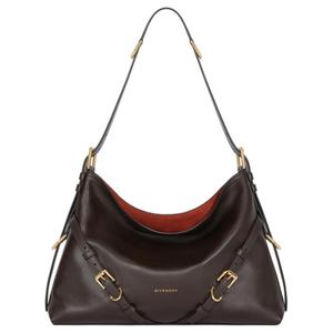 Givenchy Средняя женская кожаная сумка через плечо шоколадного цвета