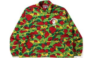 A BATHING APE Раскованный тренерский камуфляжный жакет, Red Green