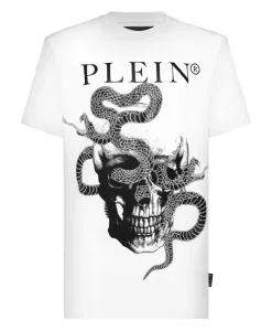 Футболка с круглым вырезом и изображением змеи Philipp Plein, белый
