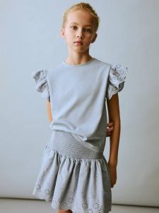 Детская мини-юбка Cotta с вышивкой и рюшами из хлопка Mango