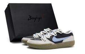 Скейтбордические кеды SB Force 58 унисекс с низким верхом синего цвета Nike, серый/черный/синий