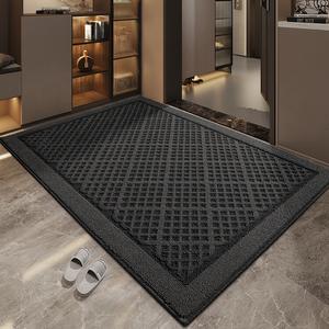 Dajiang Ковер 92х152 см для прихожей, износостойкий, с алмазным узором, темно-серый, для удаления песка и пыли