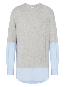 Свитер с вставками и длинными рукавами Moschino, серый