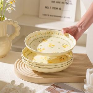 Ceramics Набор керамических мисок и тарелок с подглазурной росписью, 7-дюймовые тарелки с лотосом, 6 предметов