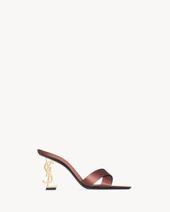 Мюли OPYUM из атласного крепа Saint Laurent, коричневый
