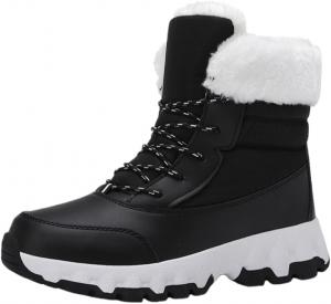 Женские модные сапоги средней длины - большой размер, высокие, теплые хлопковые - зимние сапоги - подходят для осенних и зимних образов HoaloX, Black