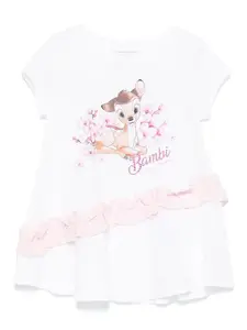 Футболка с принтом Bambi из коллаборации с Disney Monnalisa, белый