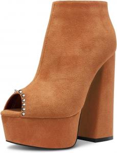 Женские праздничные туфли YDN с заклепками, открытым носком, молнией, сандалии, ботильоны на щиколотку с платформой и устойчивым высоким каблуком, для вечерних и повседневных мероприятий, размеры 4-15 US