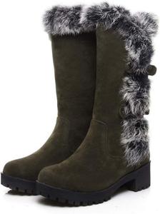 Женские зимние снегоступы ZBYY с плюшевой подкладкой, теплые ботинки до щиколотки, удобные зимние ботинки, водонепроницаемые уличные ботильоны до середины икры, 10.5 Green