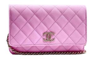 Сумка WOC с цепочкой из личиевого зерна телячьей кожи, через плечо, кроссбоди женская розовая CHANEL, Set (Bag+Dust Bag)