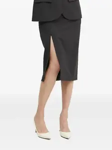 Юбка с разрезом в тонкую полоску HERSKIND, серый