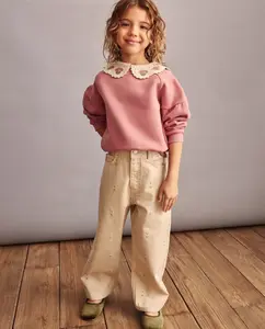 Романтическая толстовка с вязаным крючком воротником и объемными рукавами для девочки Coconut El Corte Inglés, розовый