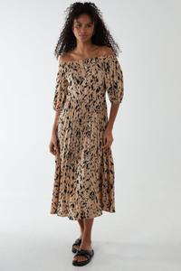 Платье миди Bardot с плиссированным подолом Blue Vanilla, бежевый