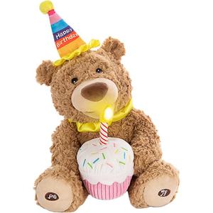 Поющая плюшевая кукла Медвежонок с тортом на день рождения, высота 37см GUAIGUAIXIONG