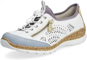 Женские кроссовки Rieker N42K6 Nikita Slip-On - легкие прогулочные кроссовки с лазерной перфорацией и эластичной шнуровкой - стильные и гибкие для комфорта на весь день, белый