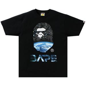 Футболка BAPE Space Camo с изображением головы обезьяны, черная