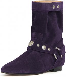 Женские сапоги Miss Left с заклепками, Almond Toe, с люверсами, до середины голени, на плоской подошве, удобные, слипоны, осень-зима, ретро, повседневные, короткие, размеры US 4-16, Purple